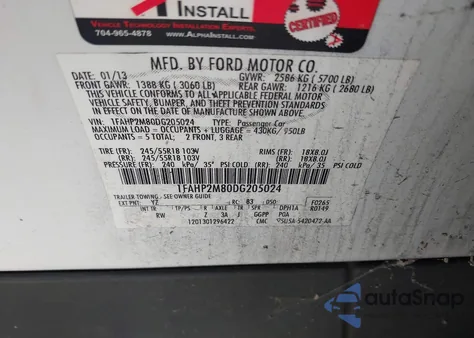 2013 Ford Police Interceptor из США, поврежденный, VIN 1FAHP2M80DG205024